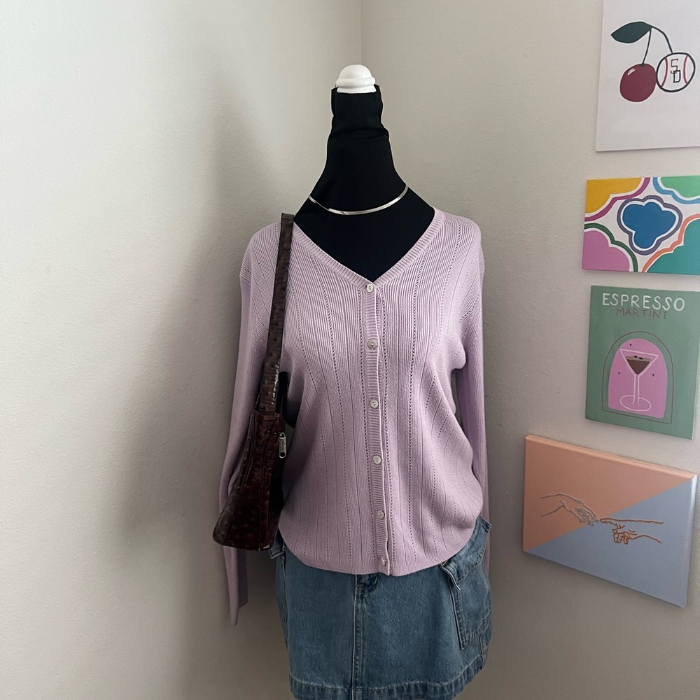 Lilac Button-Up Cardigan (M)
